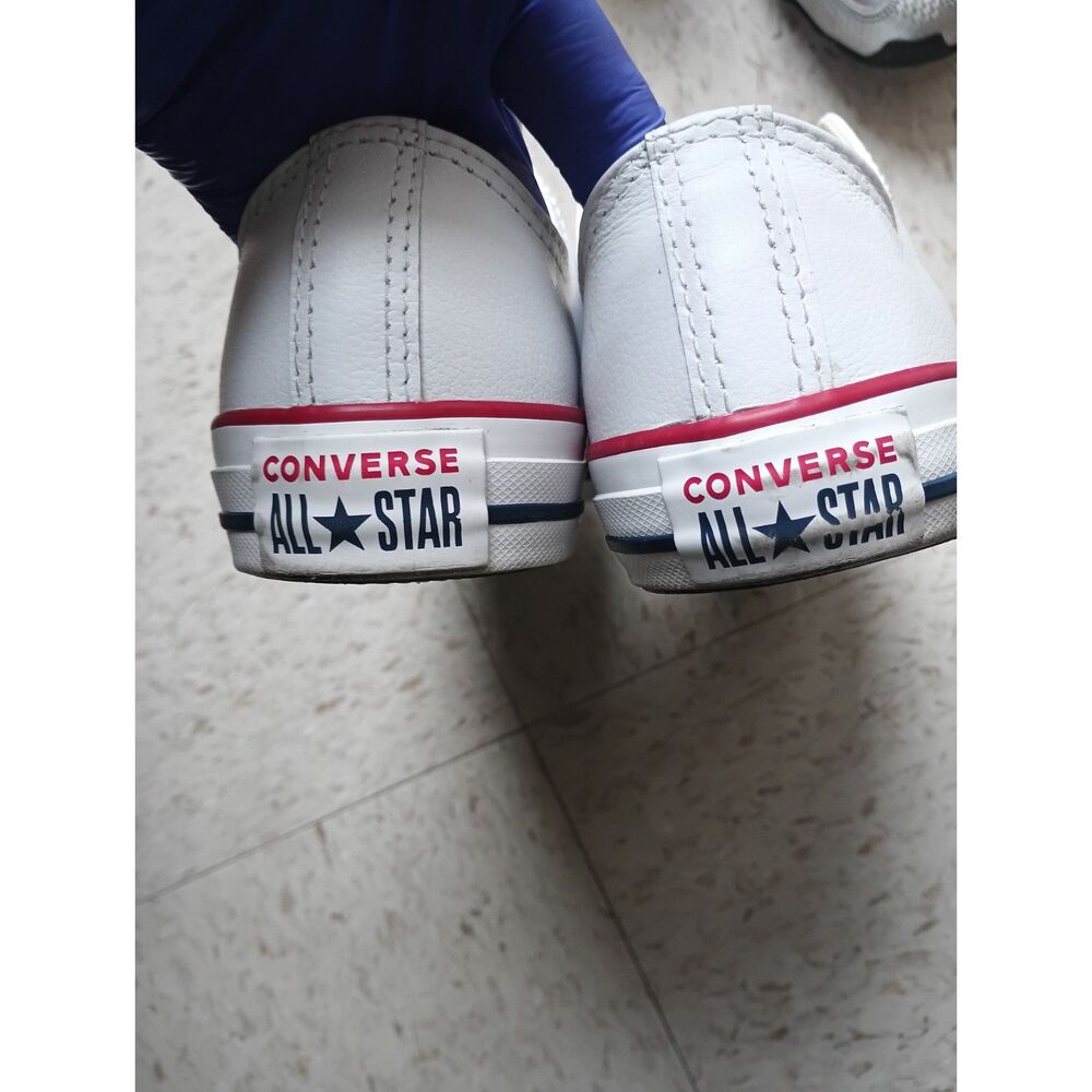 Converse Chuck Taylor All Star Leather Low Top White Women's 7 Men's 5 (132173C) - Picture 9 of 11